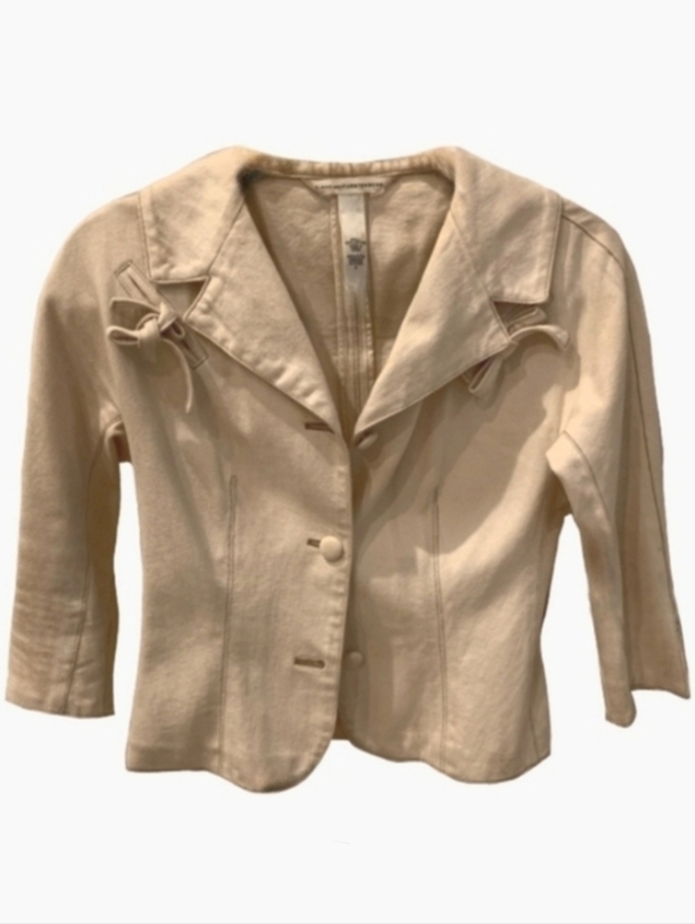 Diane von Furstenberg Lightweight Jacket Ivory Cream Cotton Designer Blazer 2 XS